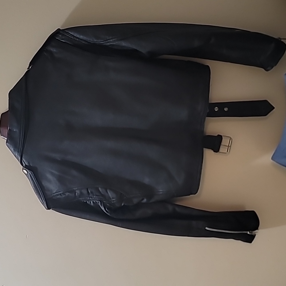 Women's Black Leather jacket Size M. - Picture 2 of 11